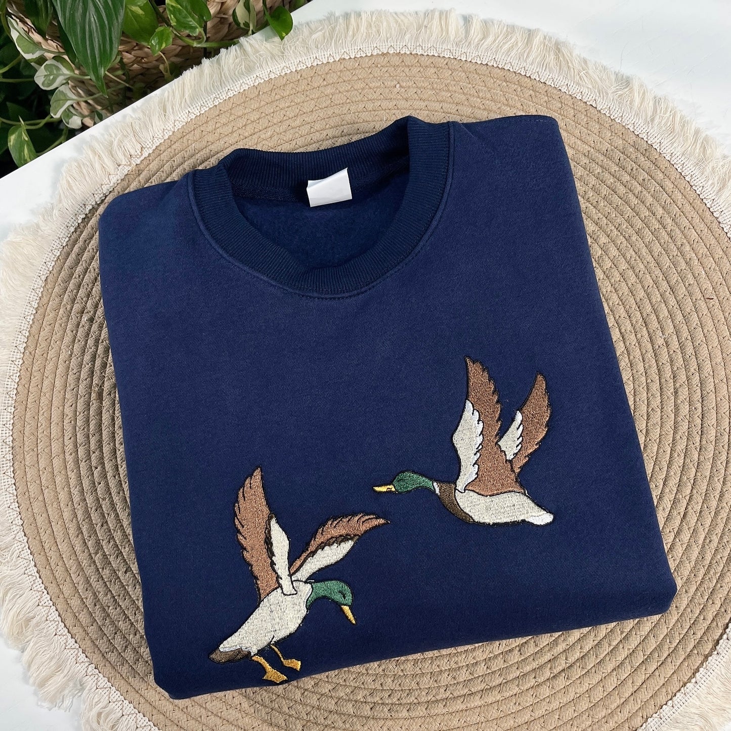 Flying Duck Embroidered Sweatshirt - Nature Lover Gift