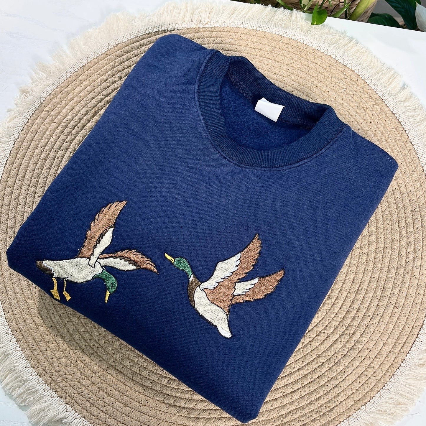 Flying Duck Embroidered Sweatshirt - Nature Lover Gift