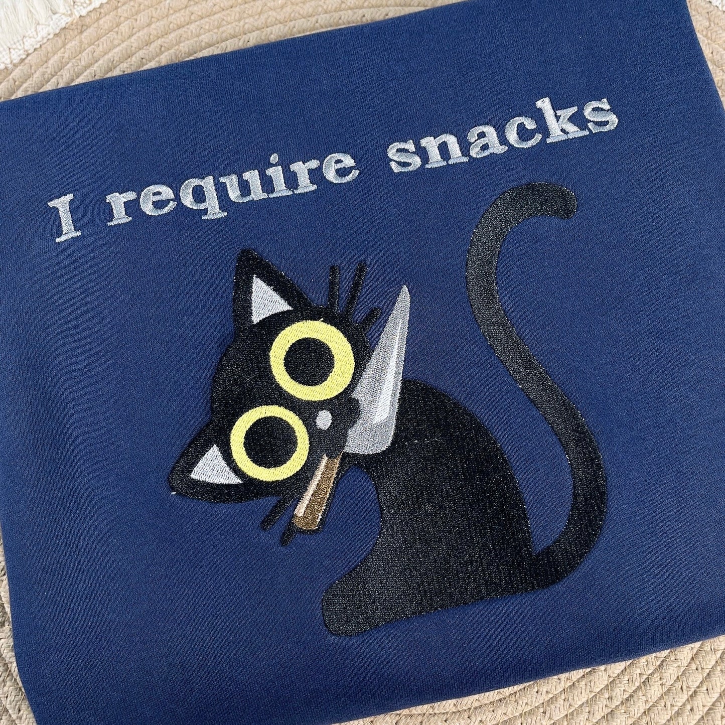 I Require Snacks Embroidered Sweatshirt - Chaotic Cute Animal