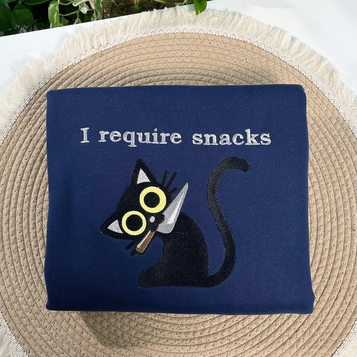 I Require Snacks Embroidered Sweatshirt - Chaotic Cute Animal