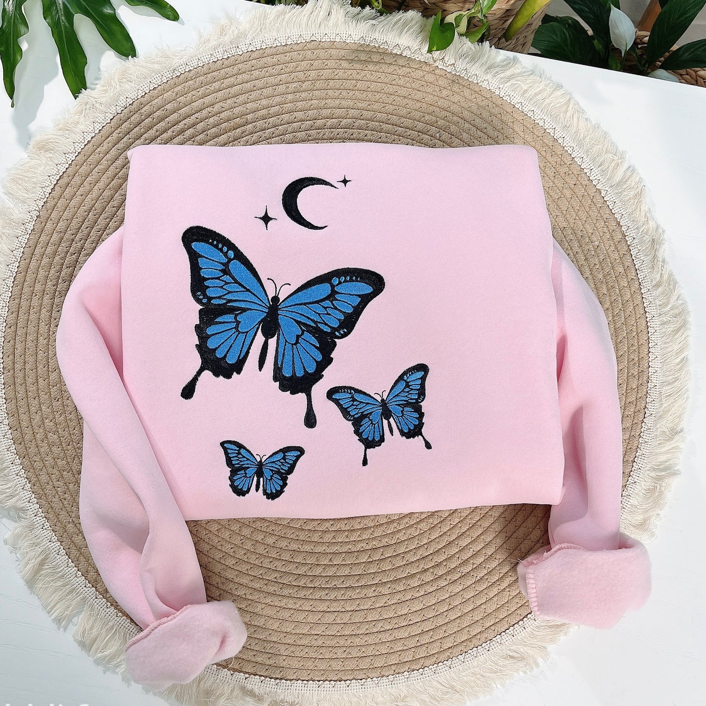 Butterfly Comfort Colors - Embroidered Butterfly Sweatshirt