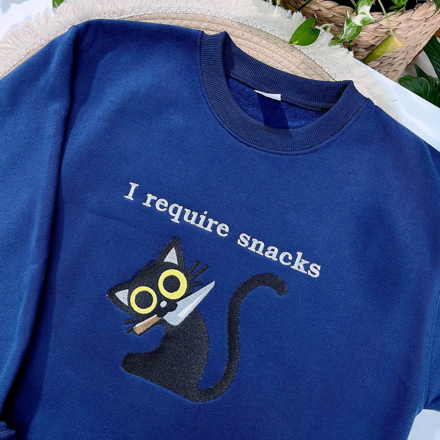 I Require Snacks Embroidered Sweatshirt - Chaotic Cute Animal