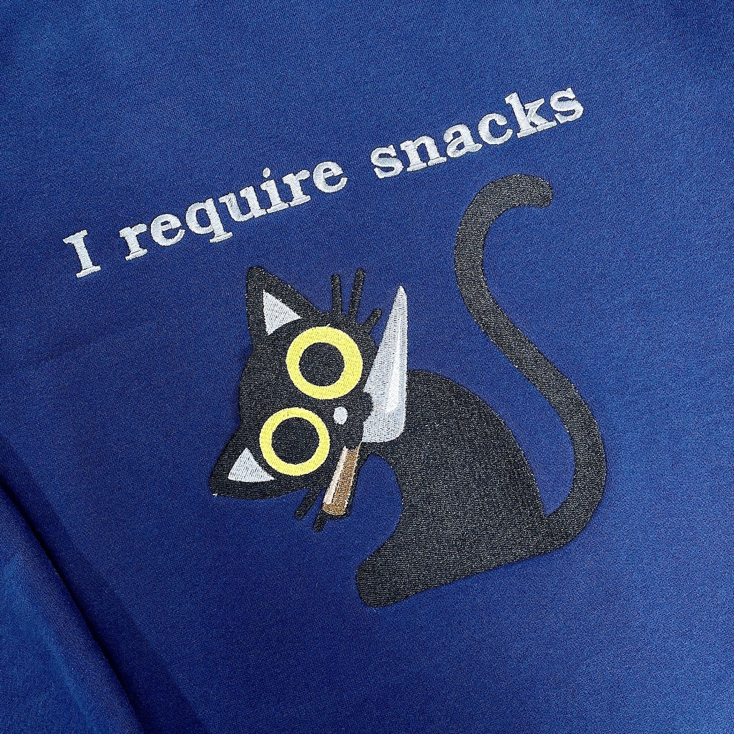 I Require Snacks Embroidered Sweatshirt - Chaotic Cute Animal