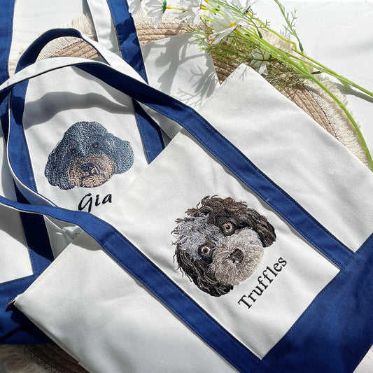 Custom Pet Embroidered Canvas Tote Bag