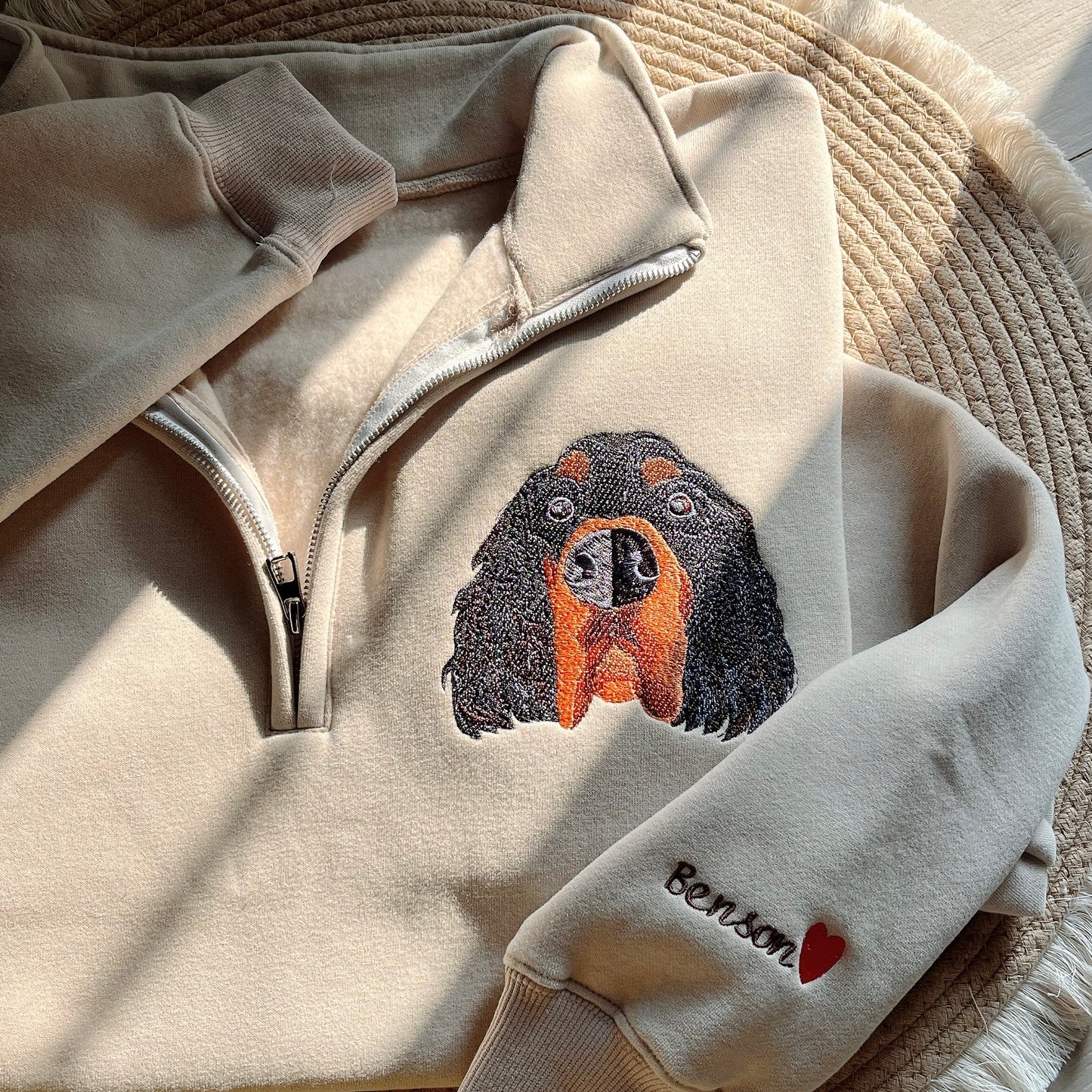 Custom Embroidered Pet Face Quarter Zip Sweatshirt