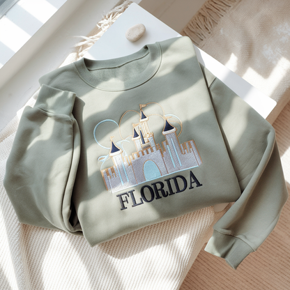 Custom Embroidered Florida State Landscape Sweatshirt, Personalized U.S. Travel, Hometown Gift