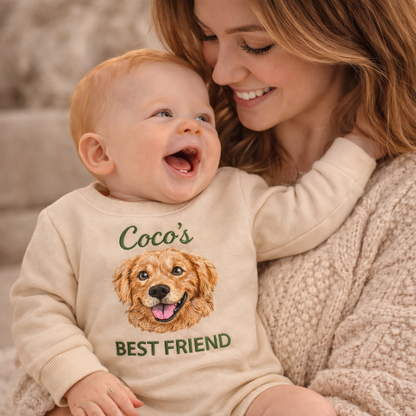 Personalized Embroidered Golden Retriever Baby Onesie – Best Friend Gift for Dog Mom