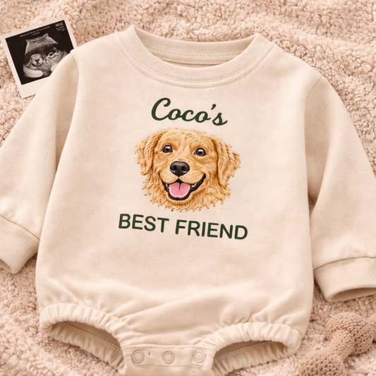 Personalized Embroidered Golden Retriever Baby Onesie – Best Friend Gift for Dog Mom