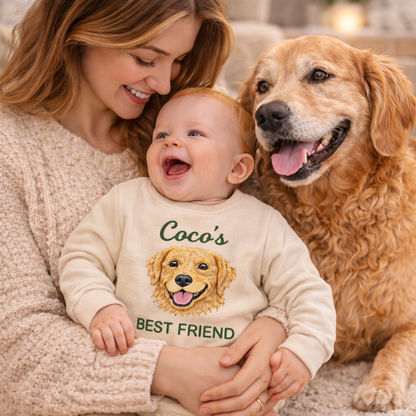 Personalized Embroidered Golden Retriever Baby Onesie – Best Friend Gift for Dog Mom