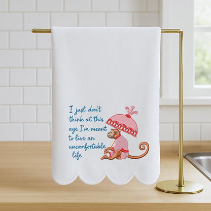White Lotus Tea Towel, Embroidered White Lotus Gift, Kitchen Towel