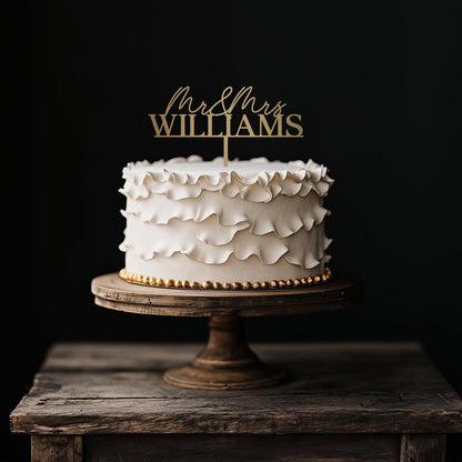 Custom Mr & Mrs Wedding Cake Topper, Personalized Last Name Cake Topper, Wedding Decoration