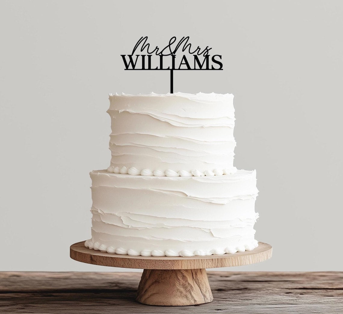 Custom Mr & Mrs Wedding Cake Topper, Personalized Last Name Cake Topper, Wedding Decoration