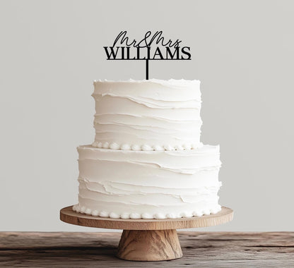 Custom Mr & Mrs Wedding Cake Topper, Personalized Last Name Cake Topper, Wedding Decoration