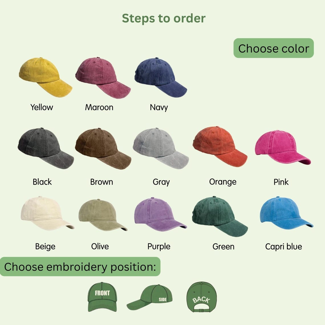 Embroiyou | Embroidered Matching Pizza Family Embroidered Hat Set