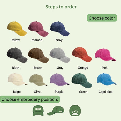 Embroiyou | Embroidered Matching Pizza Family Embroidered Hat Set