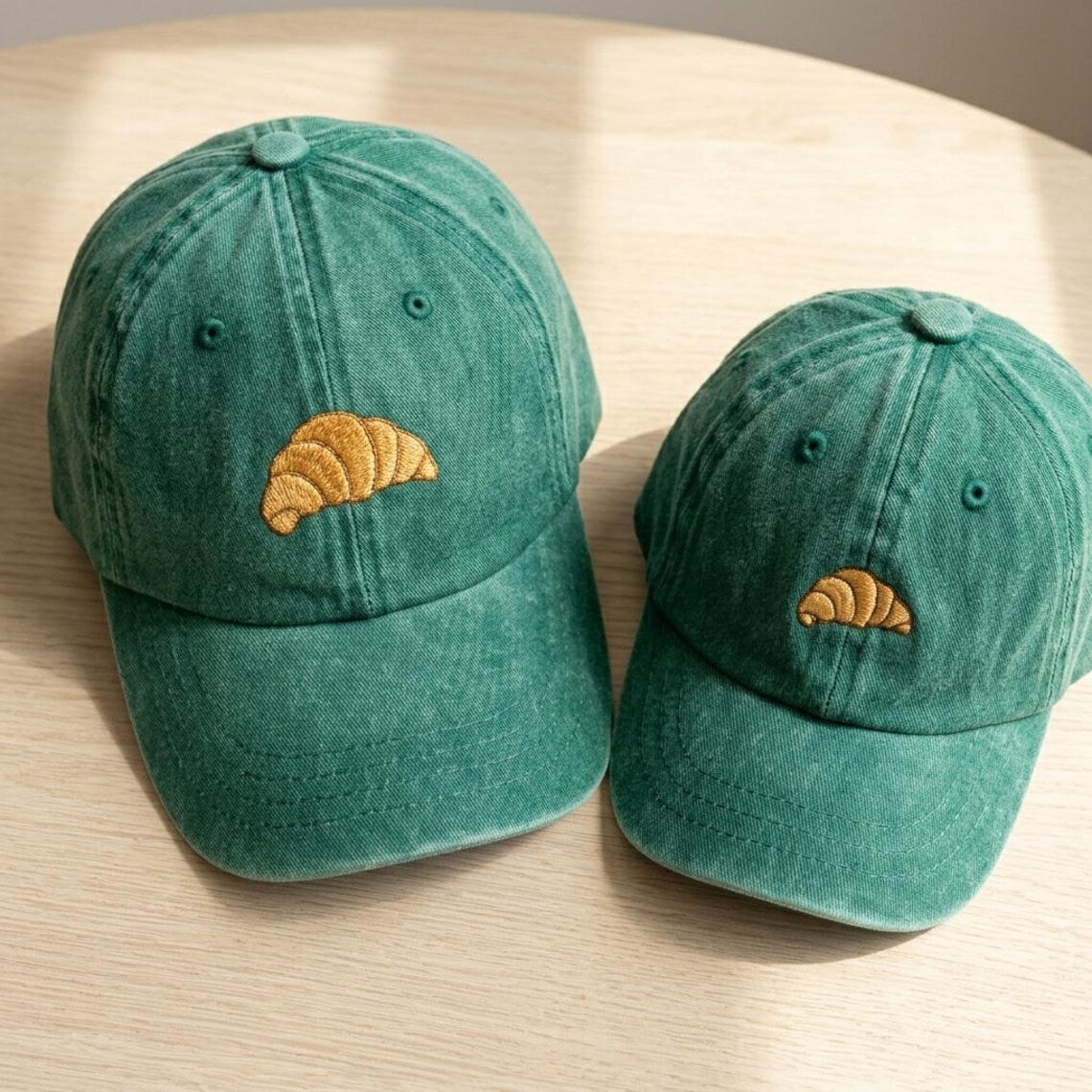 Embroiyou | Embroidered Matching Croissant Family Hats