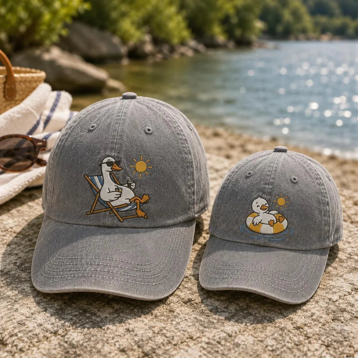 Embroiyou | Embroidered Matching Summer Duck Hats