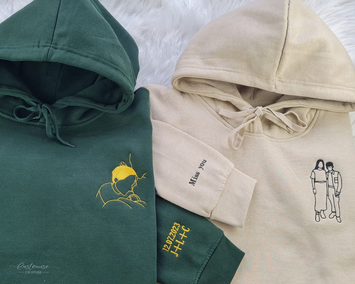 Custom Embroidered Sketch Hoodie, Handmade Father’s Day Gift