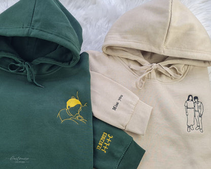 Custom Embroidered Sketch Hoodie, Handmade Father’s Day Gift