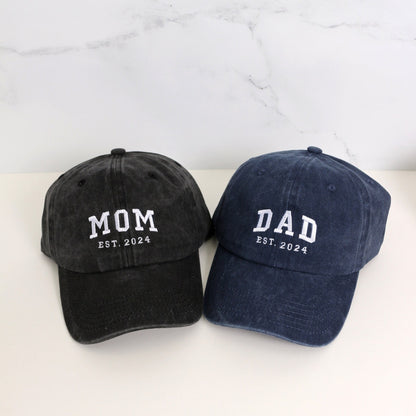Personalized EST Year Hat, Embroidered Gift For New Parents