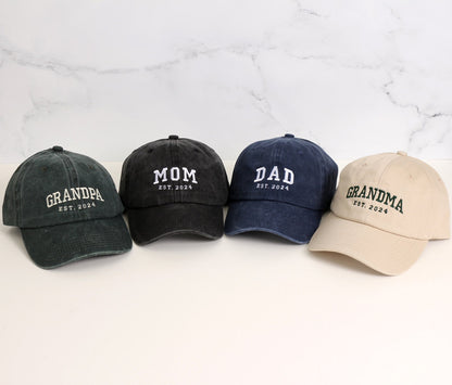 Personalized EST Year Hat, Embroidered Gift For New Parents