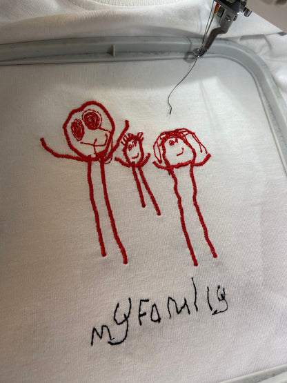 Personalized Child Artwork Embroidered Sweatshirt, Fathers Day Presents