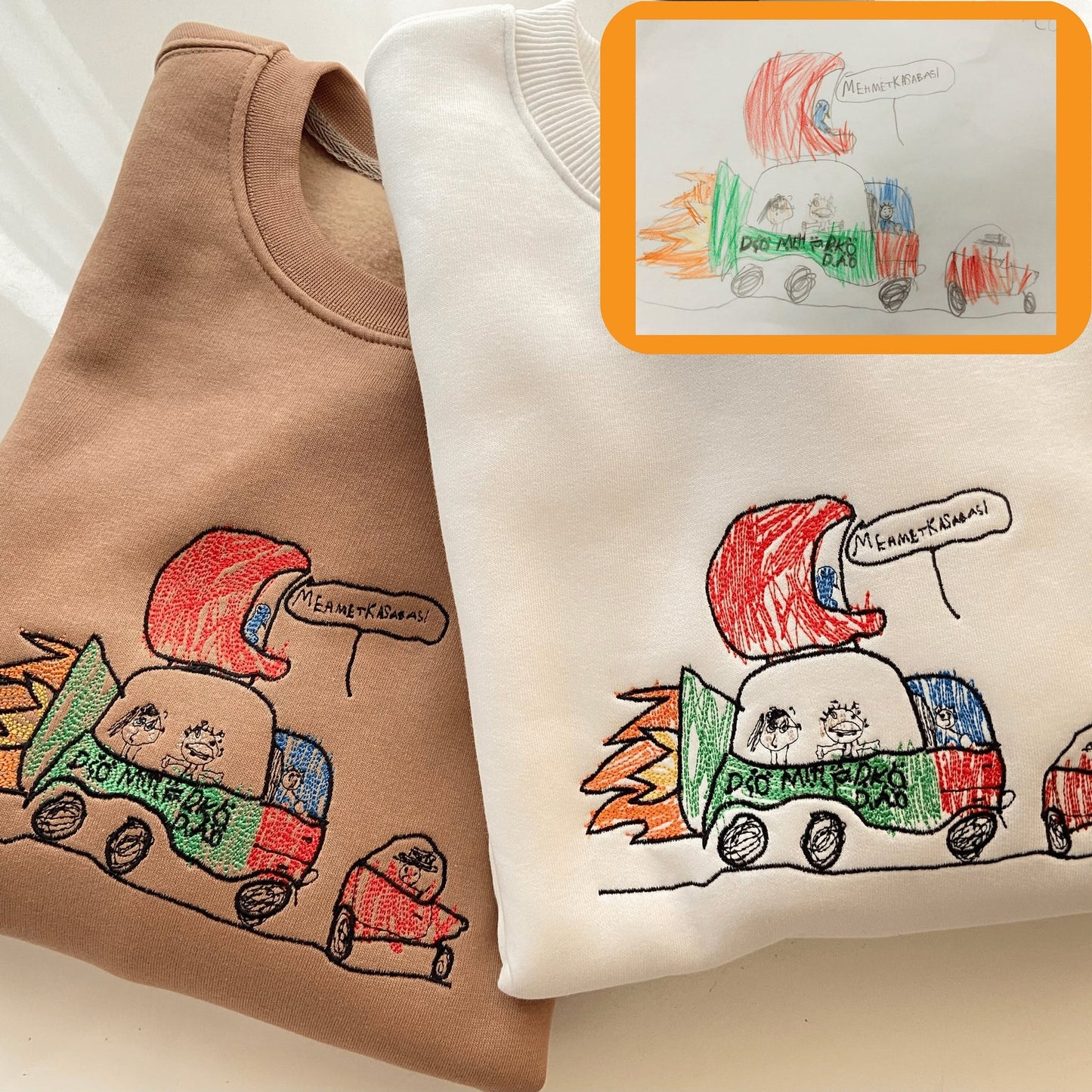 Personalized Child Artwork Embroidered Sweatshirt, Fathers Day Presents