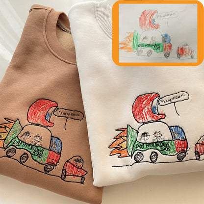 Personalized Child Artwork Embroidered Sweatshirt, Fathers Day Presents