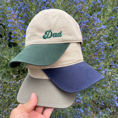 Custom Script Embroidered Dad Hat, Gift For Mom And  Dad