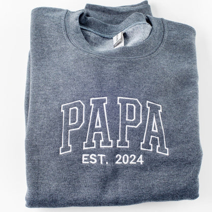 Custom Embroidered Papa Sweatshirt, Fathers Day Presents