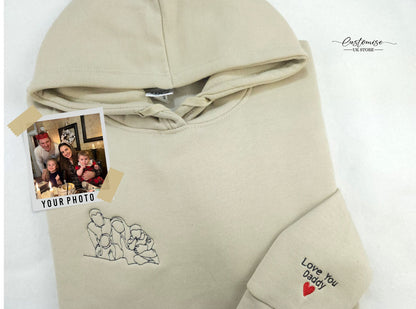 Custom Embroidered Sketch Hoodie, Handmade Father’s Day Gift