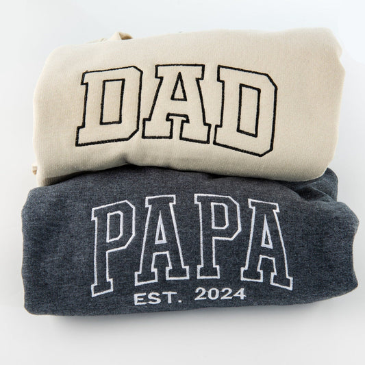 Custom Embroidered Papa Sweatshirt, Fathers Day Presents