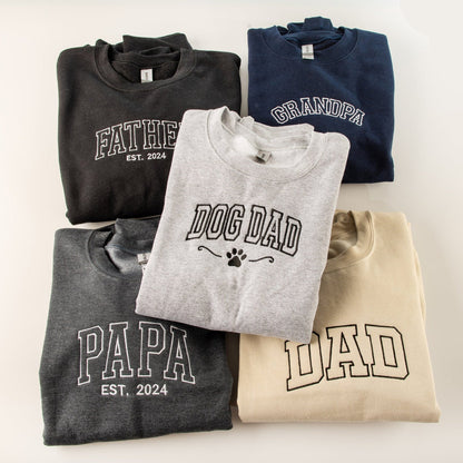 Custom Embroidered Papa Sweatshirt, Fathers Day Presents