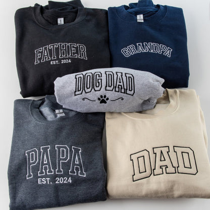 Custom Embroidered Papa Sweatshirt, Fathers Day Presents