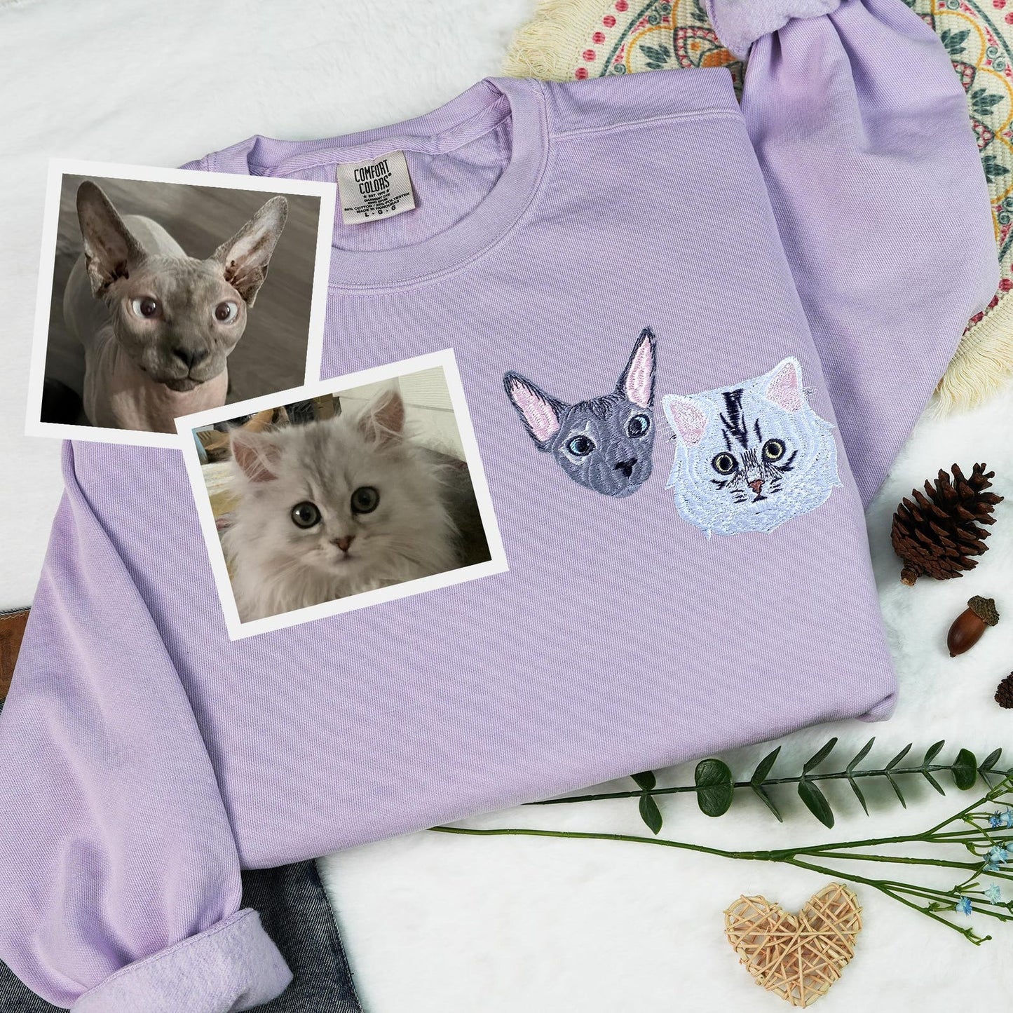 Customize Dog Face Embroidered Sweatshirt, Dog Dad Gift