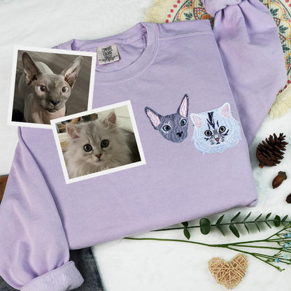 Customize Dog Face Embroidered Sweatshirt, Dog Dad Gift