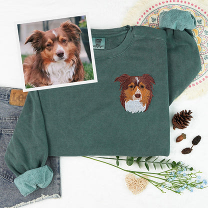 Customize Dog Face Embroidered Sweatshirt, Dog Dad Gift