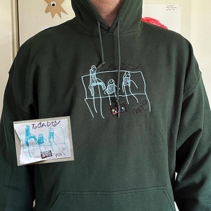 Custom Embroidered Kids Drawing Hoodie, Meaningful Gift For Dad