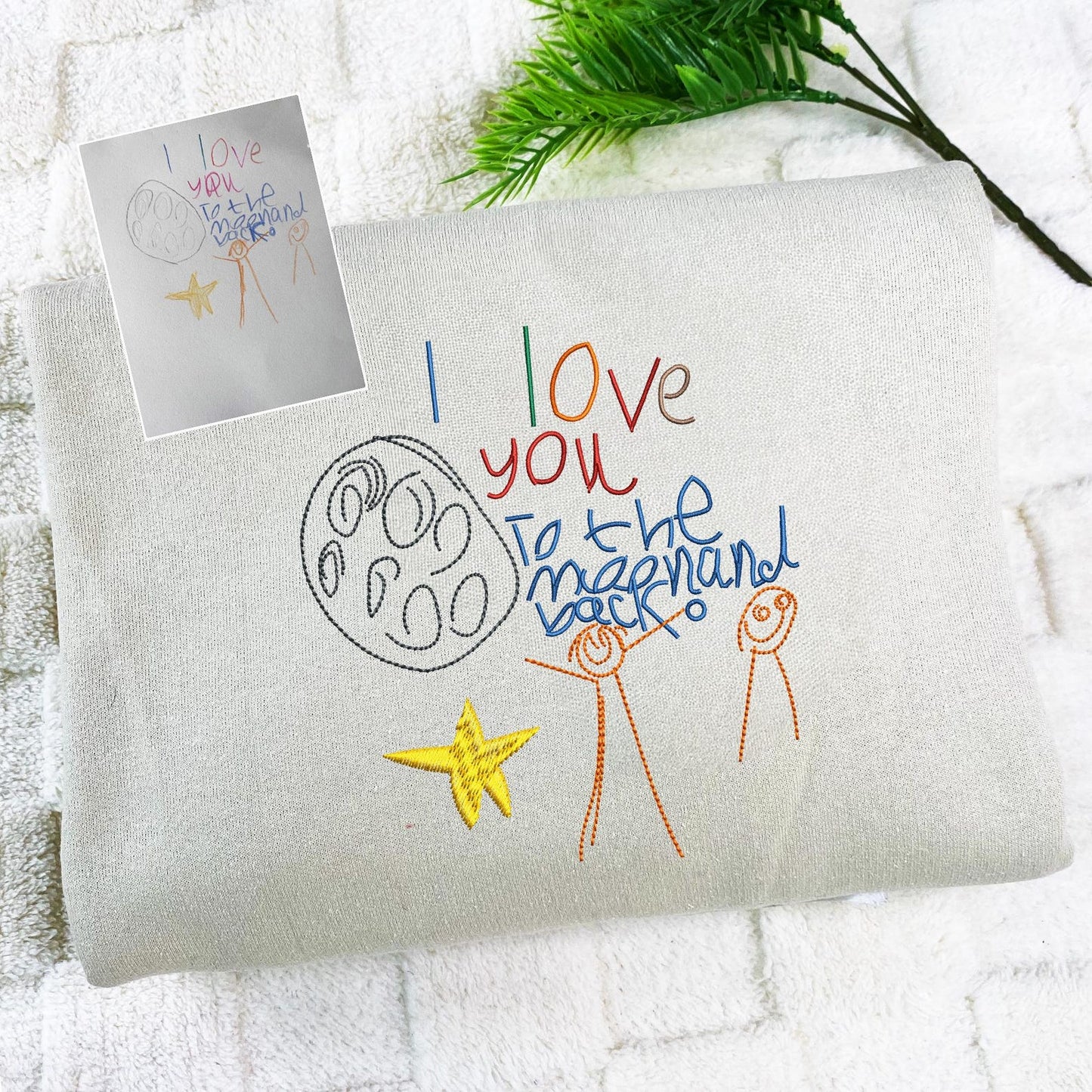 Custom Embroidered Kids Drawing Hoodie, Meaningful Gift For Dad