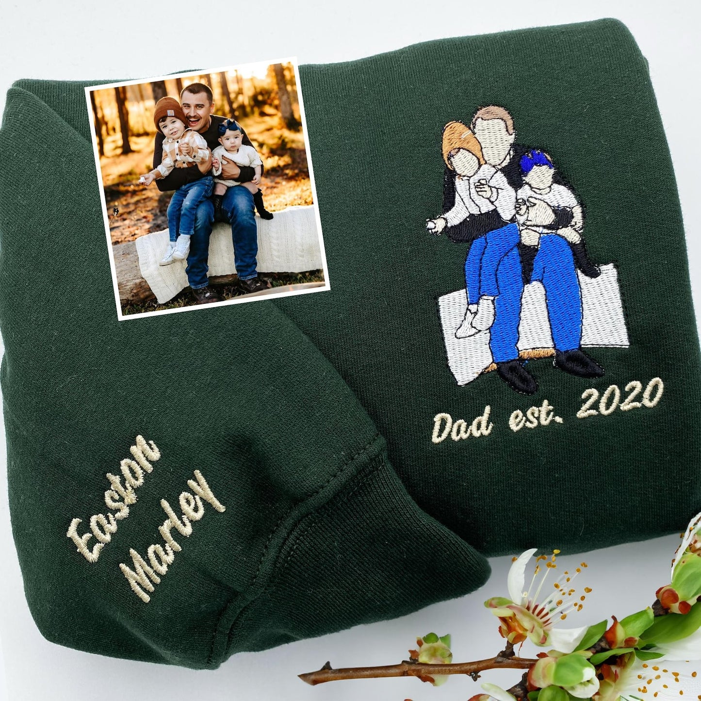 Custom Embroidered Family Picture Sweatshirt, Meaningful Family Keepsake