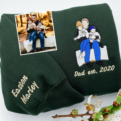 Custom Embroidered Family Picture Sweatshirt, Meaningful Family Keepsake