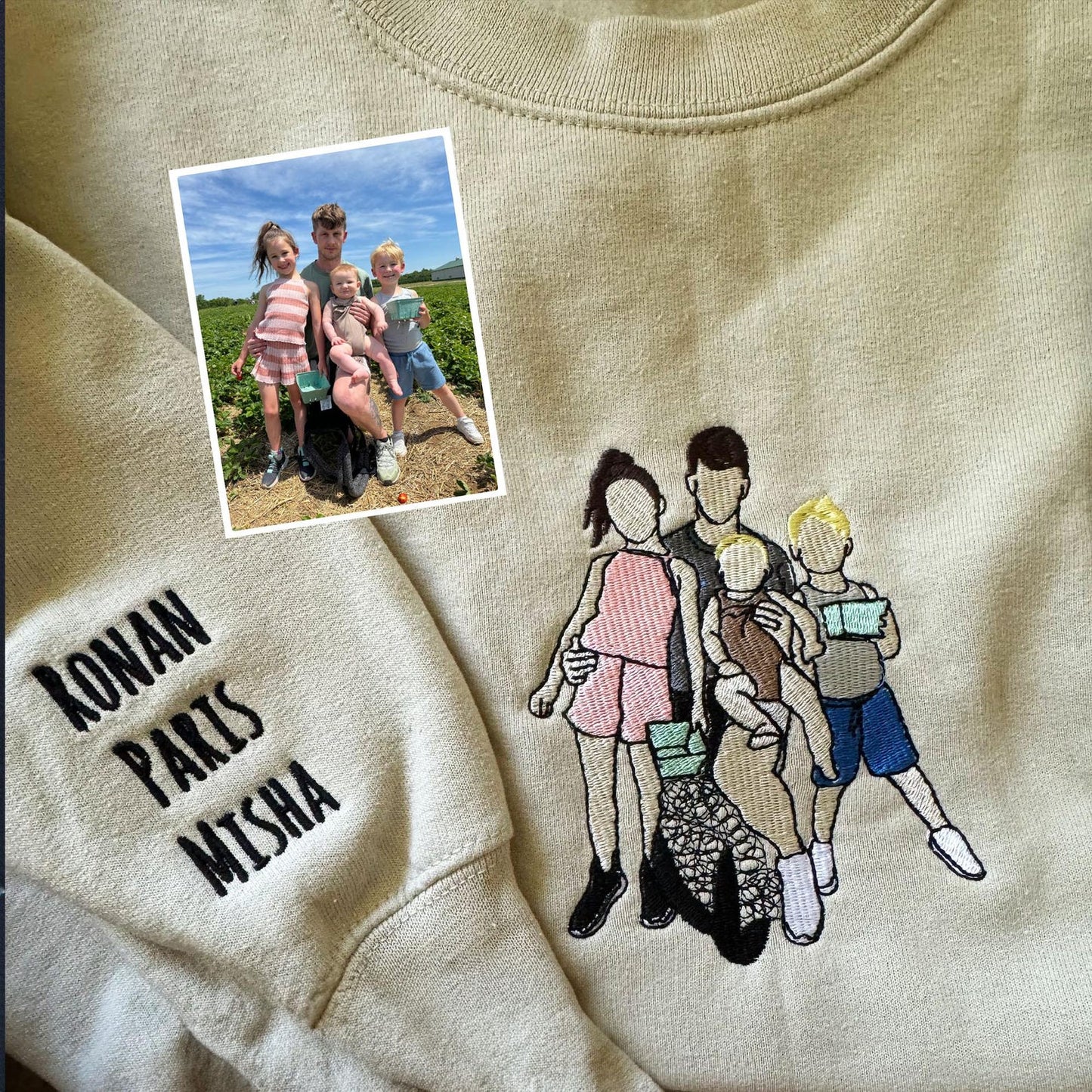 Custom Embroidered Family Picture Sweatshirt, Meaningful Family Keepsake