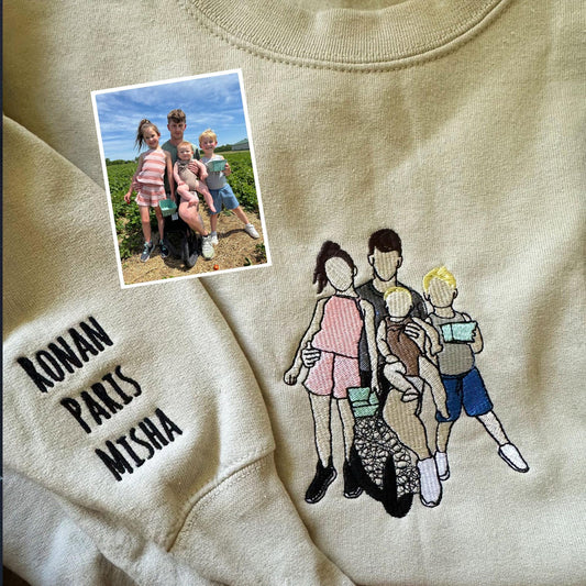 Custom Embroidered Family Picture Sweatshirt, Meaningful Family Keepsake