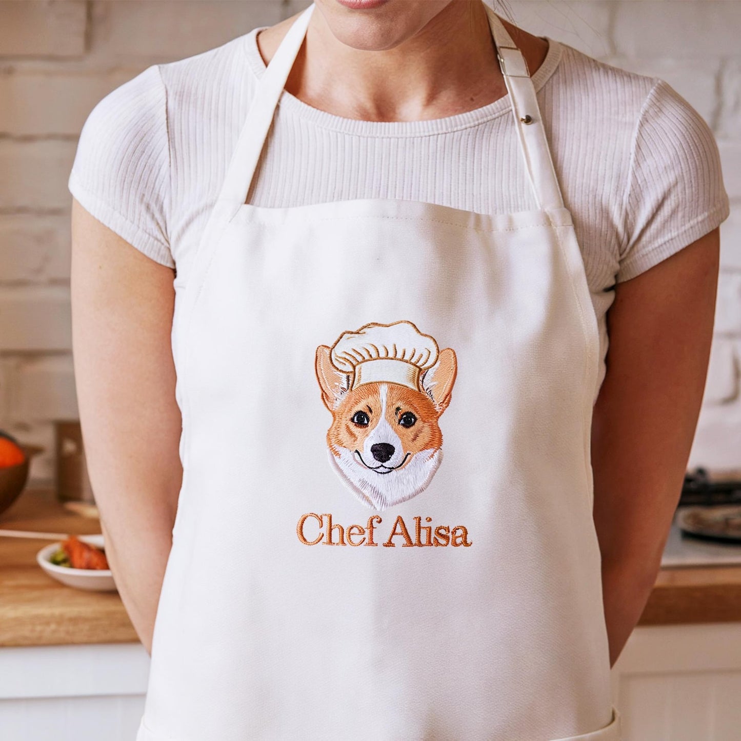Custom Pet Embroidered Apron, Dog Mom Apron