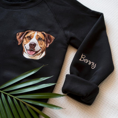 Personalized Your Pet Portrait Sweatshirt, Gift For Dad Dog