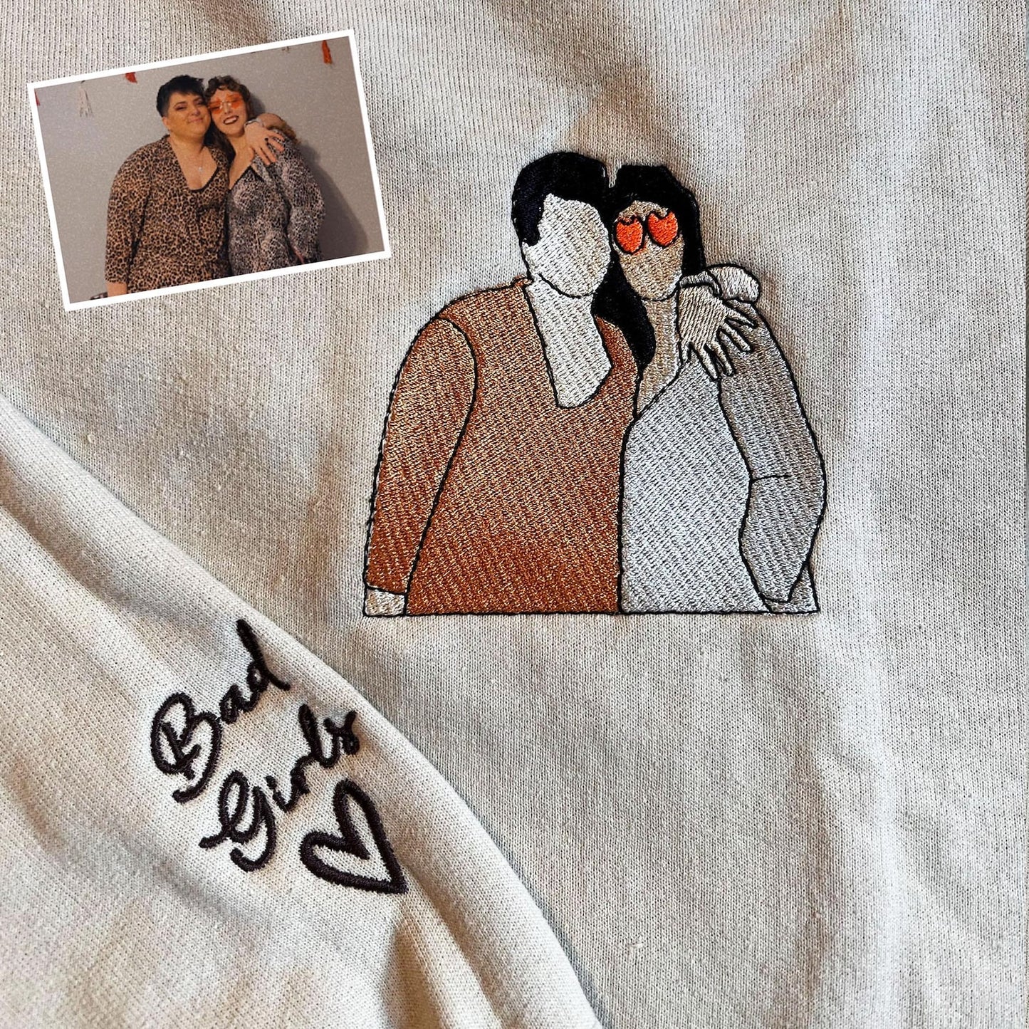 Custom Embroidered Family Picture Sweatshirt, Meaningful Family Keepsake