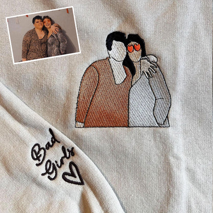 Custom Embroidered Family Picture Sweatshirt, Meaningful Family Keepsake
