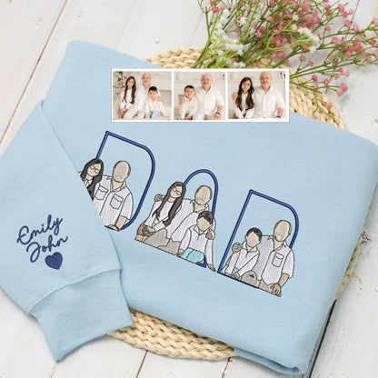 Embroidered Dad And Kid Sweatshirt, Meaningful Gift For Dad