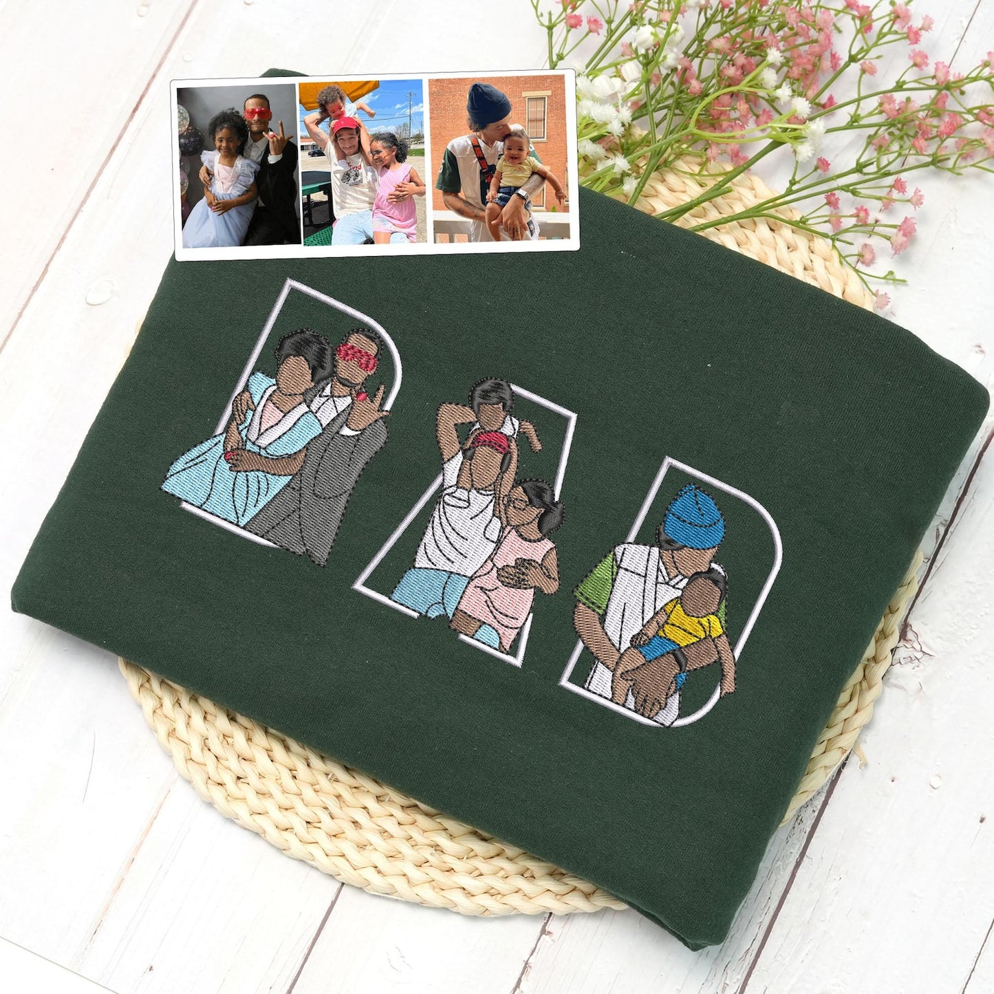 Embroidered Dad And Kid Sweatshirt, Meaningful Gift For Dad