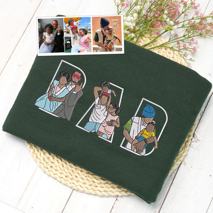 Embroidered Dad And Kid Sweatshirt, Meaningful Gift For Dad